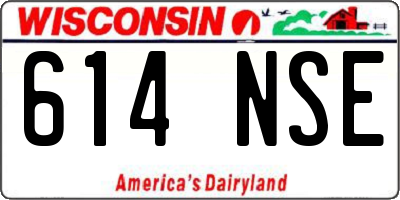 WI license plate 614NSE