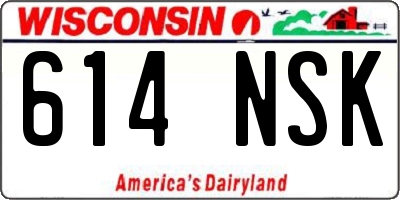 WI license plate 614NSK