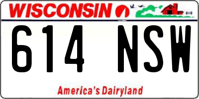 WI license plate 614NSW