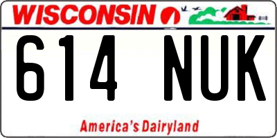 WI license plate 614NUK