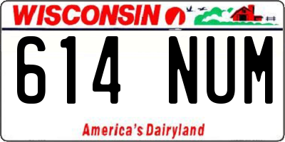 WI license plate 614NUM