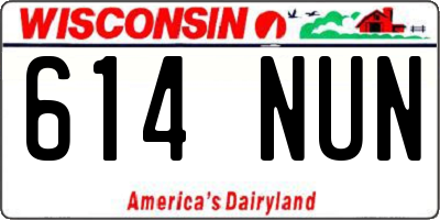 WI license plate 614NUN