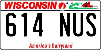WI license plate 614NUS