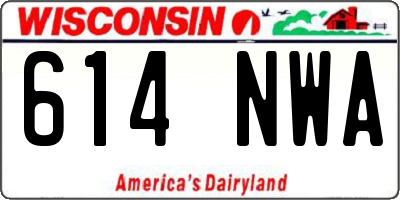 WI license plate 614NWA