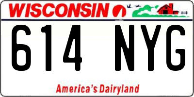 WI license plate 614NYG