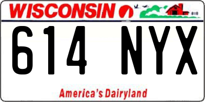 WI license plate 614NYX