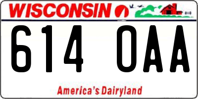 WI license plate 614OAA