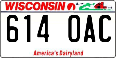 WI license plate 614OAC