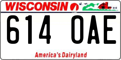 WI license plate 614OAE