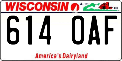 WI license plate 614OAF