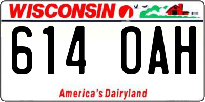 WI license plate 614OAH