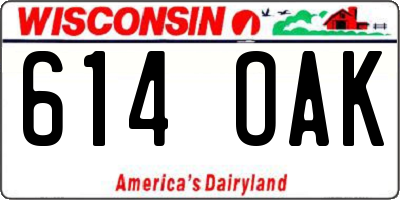 WI license plate 614OAK