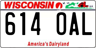 WI license plate 614OAL