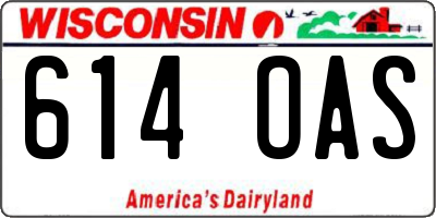 WI license plate 614OAS