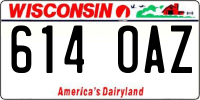 WI license plate 614OAZ