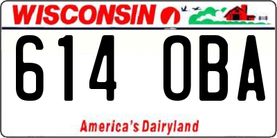 WI license plate 614OBA