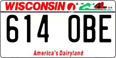 WI license plate 614OBE
