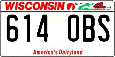 WI license plate 614OBS