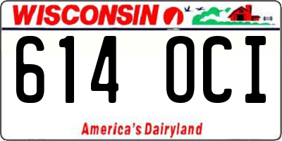 WI license plate 614OCI