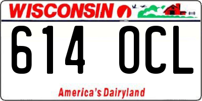 WI license plate 614OCL