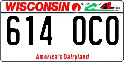 WI license plate 614OCO