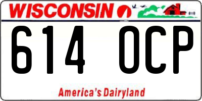 WI license plate 614OCP
