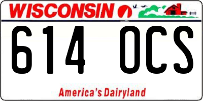 WI license plate 614OCS