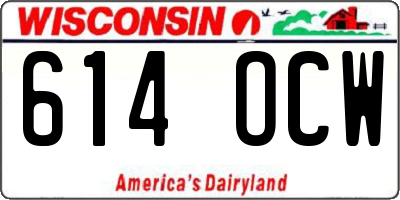 WI license plate 614OCW
