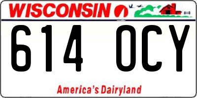 WI license plate 614OCY