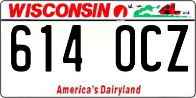 WI license plate 614OCZ