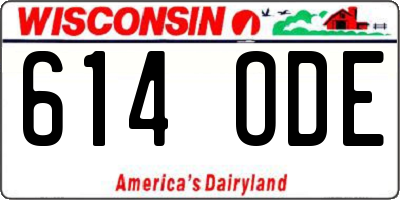 WI license plate 614ODE