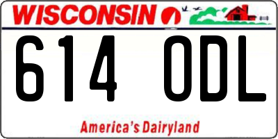 WI license plate 614ODL