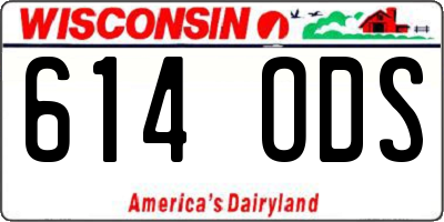 WI license plate 614ODS