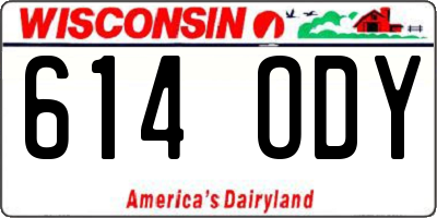 WI license plate 614ODY