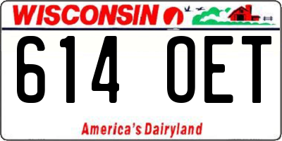 WI license plate 614OET