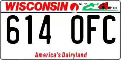 WI license plate 614OFC