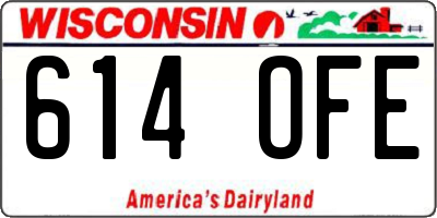 WI license plate 614OFE