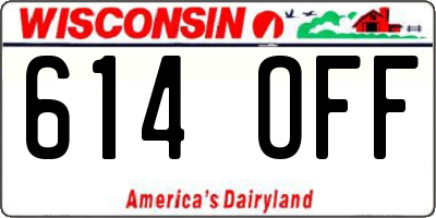 WI license plate 614OFF