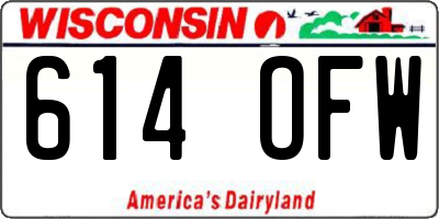 WI license plate 614OFW
