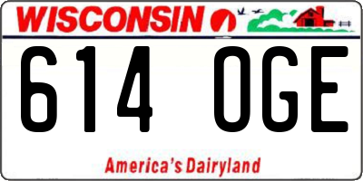 WI license plate 614OGE
