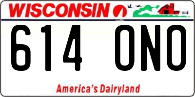 WI license plate 614ONO