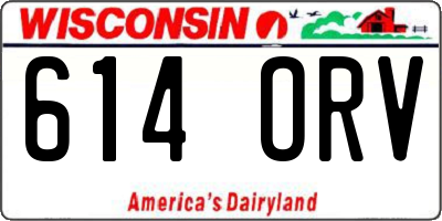 WI license plate 614ORV