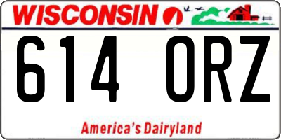 WI license plate 614ORZ