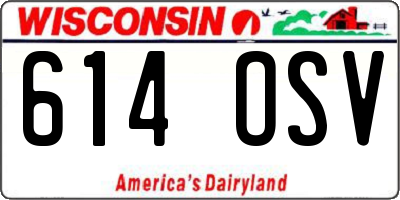 WI license plate 614OSV