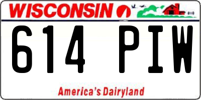 WI license plate 614PIW