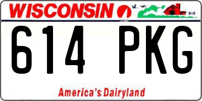 WI license plate 614PKG