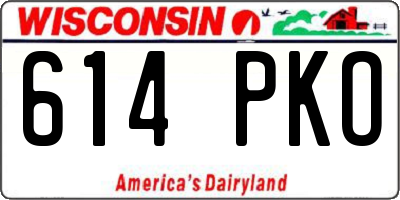WI license plate 614PKO