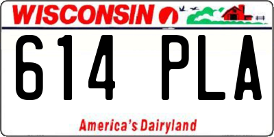WI license plate 614PLA