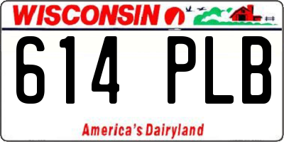 WI license plate 614PLB