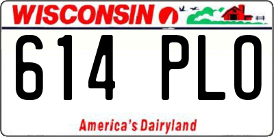 WI license plate 614PLO